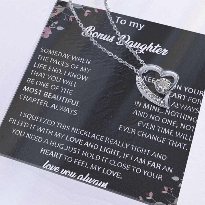 To My Bonus Daughter - Forever Love Necklace - A Gift for the Daughter of My Heart - The Love Sparkle