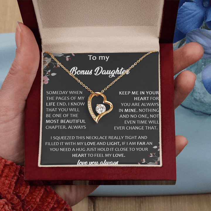 To My Bonus Daughter - Forever Love Necklace - A Gift for the Daughter of My Heart - The Love Sparkle