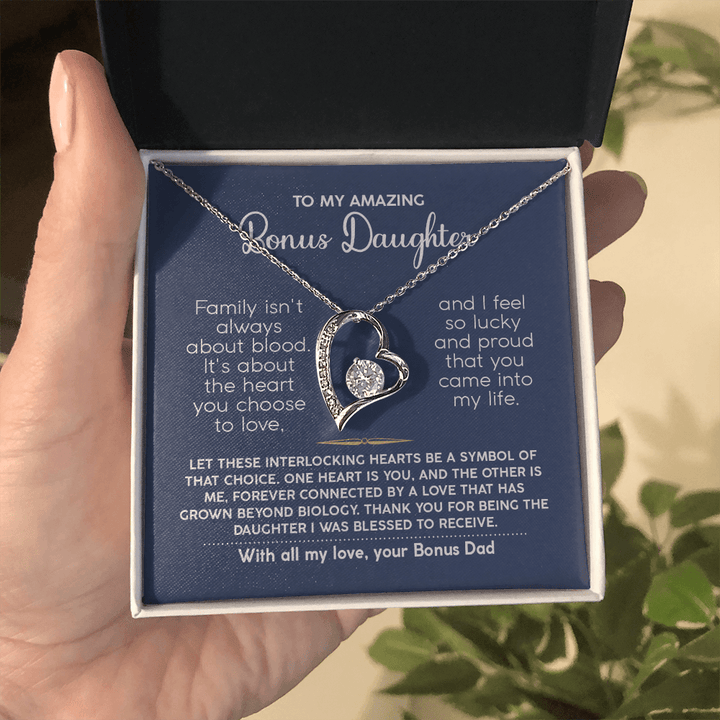 To My Bonus Daughter - Forever Love Necklace from Bonus Dad - The Love Sparkle