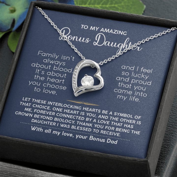 To My Bonus Daughter - Forever Love Necklace from Bonus Dad - The Love Sparkle