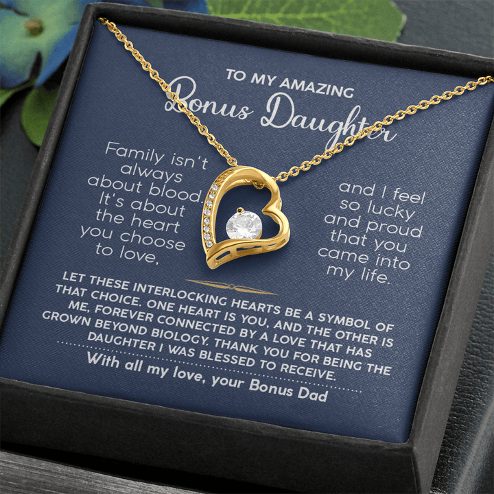 To My Bonus Daughter - Forever Love Necklace from Bonus Dad - The Love Sparkle