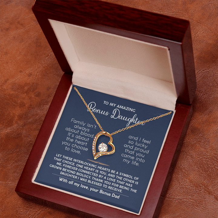 To My Bonus Daughter - Forever Love Necklace from Bonus Dad - The Love Sparkle