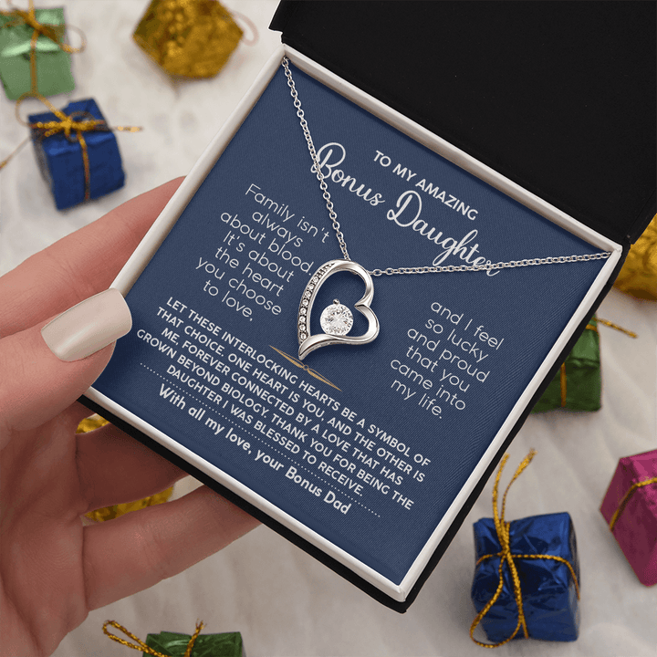 To My Bonus Daughter - Forever Love Necklace from Bonus Dad - The Love Sparkle