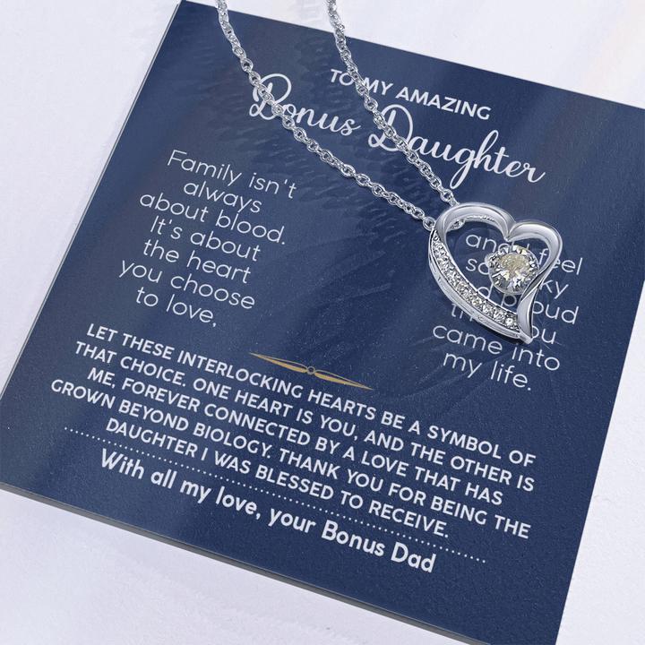 To My Bonus Daughter - Forever Love Necklace from Bonus Dad - The Love Sparkle