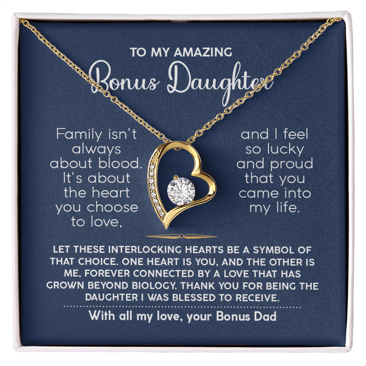 To My Bonus Daughter - Forever Love Necklace from Bonus Dad - The Love Sparkle