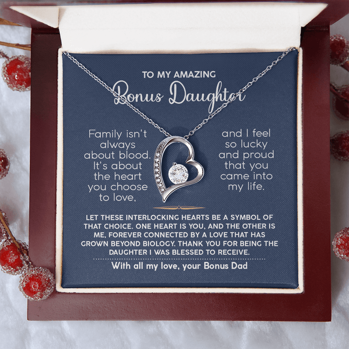 To My Bonus Daughter - Forever Love Necklace from Bonus Dad - The Love Sparkle