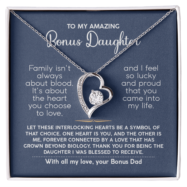 To My Bonus Daughter - Forever Love Necklace from Bonus Dad - The Love Sparkle