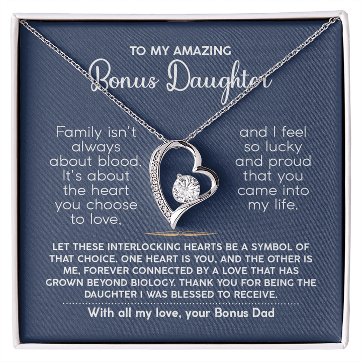 To My Bonus Daughter - Forever Love Necklace from Bonus Dad - The Love Sparkle