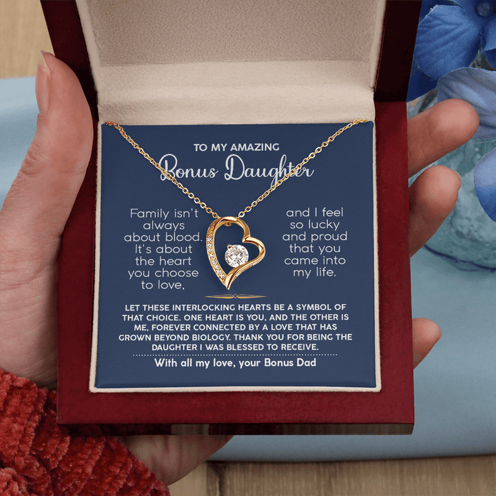 To My Bonus Daughter - Forever Love Necklace from Bonus Dad - The Love Sparkle