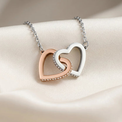 To My Bonus Daughter – Interlocking Hearts Necklace – A Heartfelt Gift for the Girl I Chose to Love - The Love Sparkle