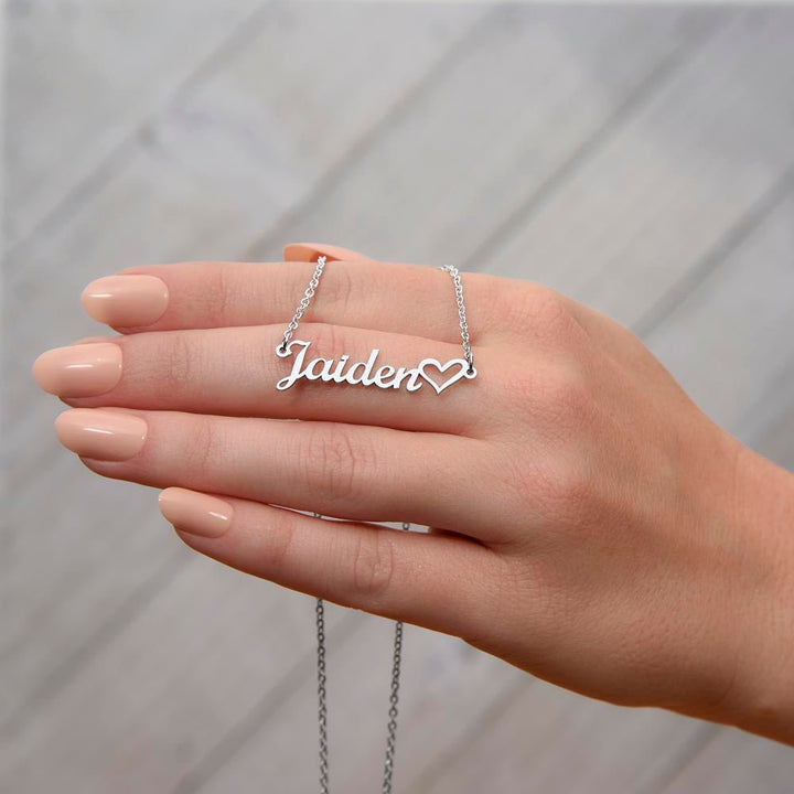 To My Bonus Daughter - Personalized Heart Name Necklace - The Love Sparkle