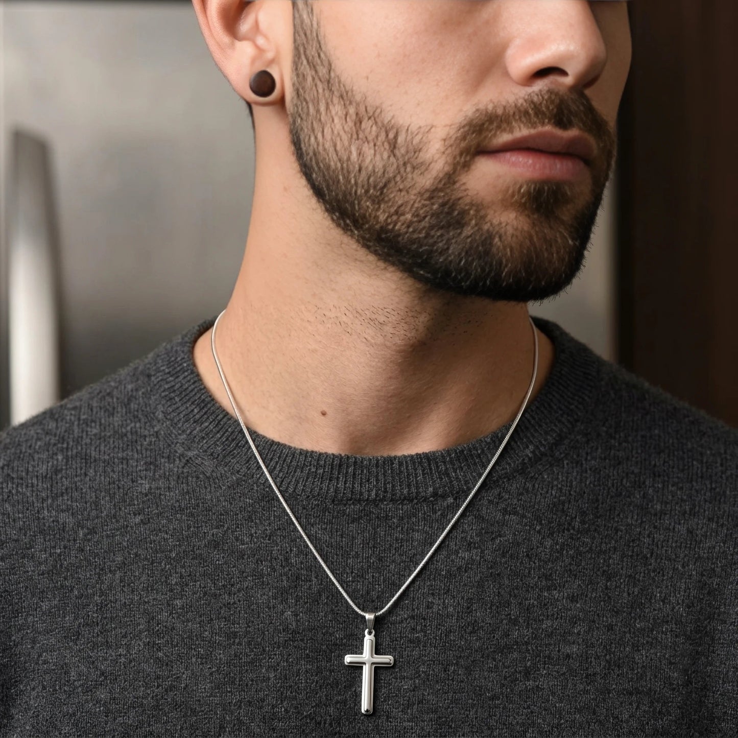 "To My Bonus Son" Personalized Cross Necklace – Meaningful Keepsake Gift - The Love Sparkle