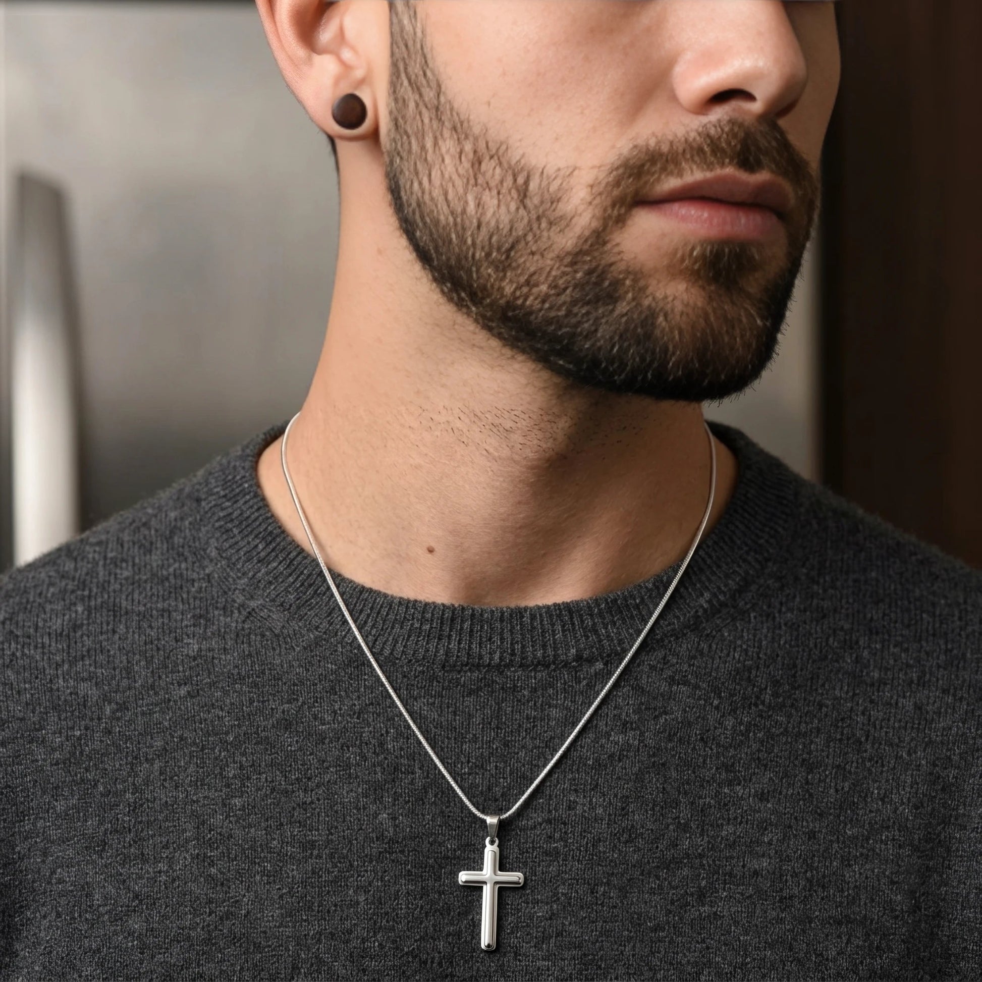 "To My Bonus Son" Personalized Cross Necklace – Meaningful Keepsake Gift - The Love Sparkle