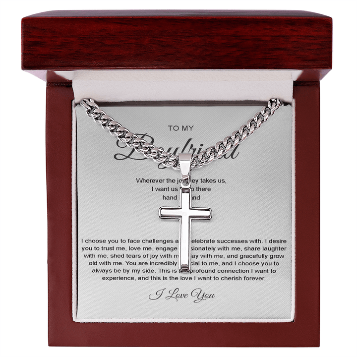 To My Boyfriend - Artisan Cross with Cuban Chain - Hand in Hand - The Love Sparkle