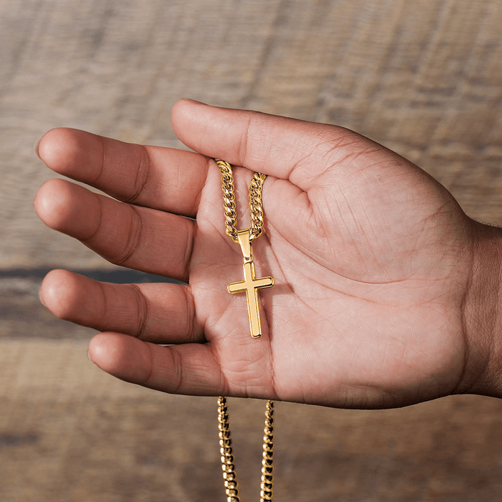 To My Boyfriend - Artisan Cross with Cuban Chain - Hand in Hand - The Love Sparkle