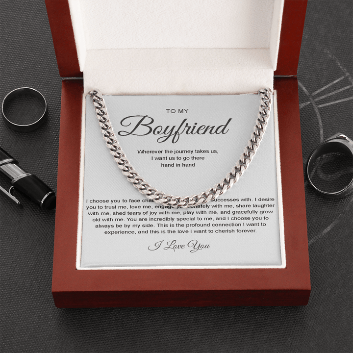 To My Boyfriend - Cuban Link Chain - Hand in Hand - The Love Sparkle