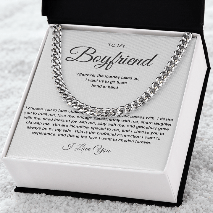To My Boyfriend - Cuban Link Chain - Hand in Hand - The Love Sparkle