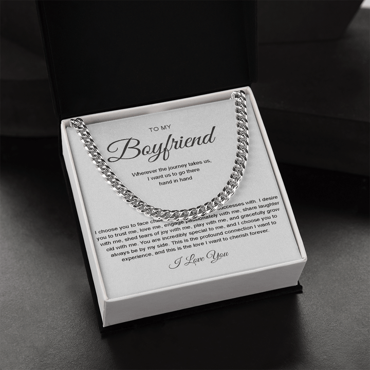 To My Boyfriend - Cuban Link Chain - Hand in Hand - The Love Sparkle