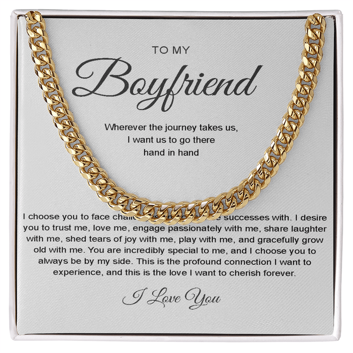 To My Boyfriend - Cuban Link Chain - Hand in Hand - The Love Sparkle