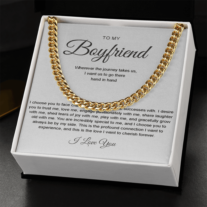 To My Boyfriend - Cuban Link Chain - Hand in Hand - The Love Sparkle