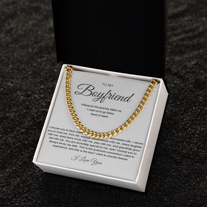 To My Boyfriend - Cuban Link Chain - Hand in Hand - The Love Sparkle