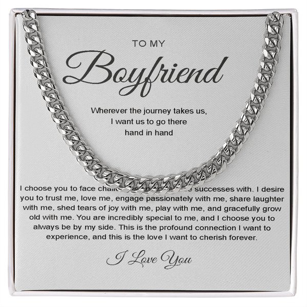To My Boyfriend - Cuban Link Chain - Hand in Hand - The Love Sparkle