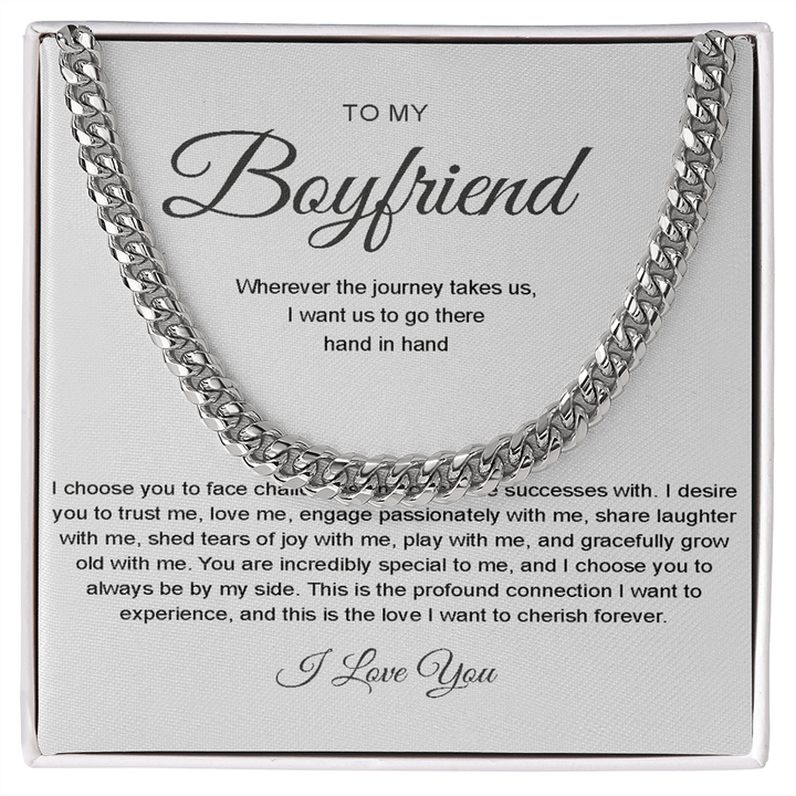 To My Boyfriend - Cuban Link Chain - Hand in Hand - The Love Sparkle