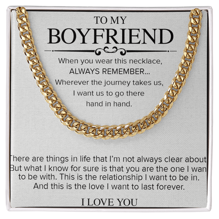 To My Boyfriend Necklace - Cuban Link Chain - "The Love I Want to Last Forever" - The Love Sparkle