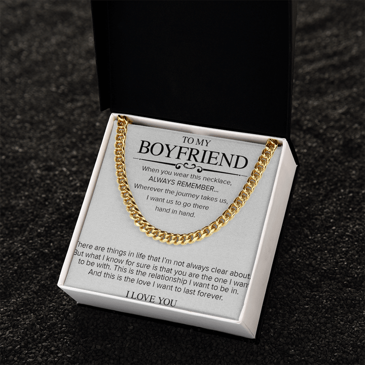 To My Boyfriend Necklace - Cuban Link Chain - "The Love I Want to Last Forever" - The Love Sparkle