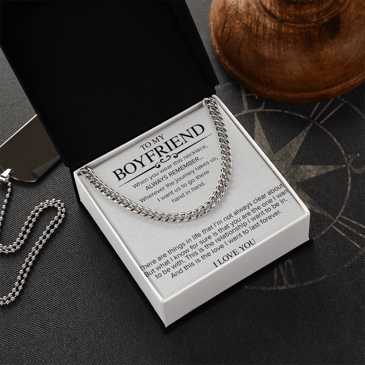 To My Boyfriend Necklace - Cuban Link Chain - "The Love I Want to Last Forever" - The Love Sparkle