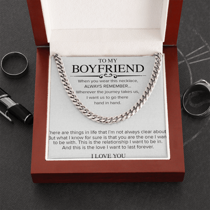 To My Boyfriend Necklace - Cuban Link Chain - "The Love I Want to Last Forever" - The Love Sparkle