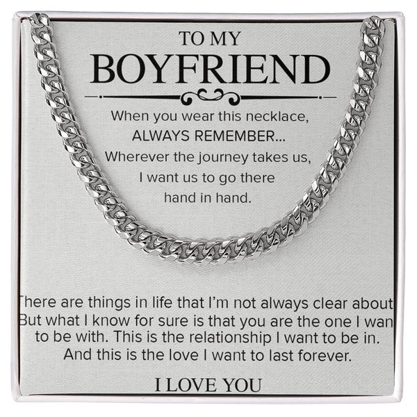 To My Boyfriend Necklace - Cuban Link Chain - "The Love I Want to Last Forever" - The Love Sparkle