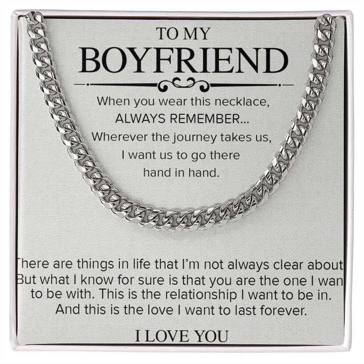 To My Boyfriend Necklace - Cuban Link Chain - "The Love I Want to Last Forever" - The Love Sparkle