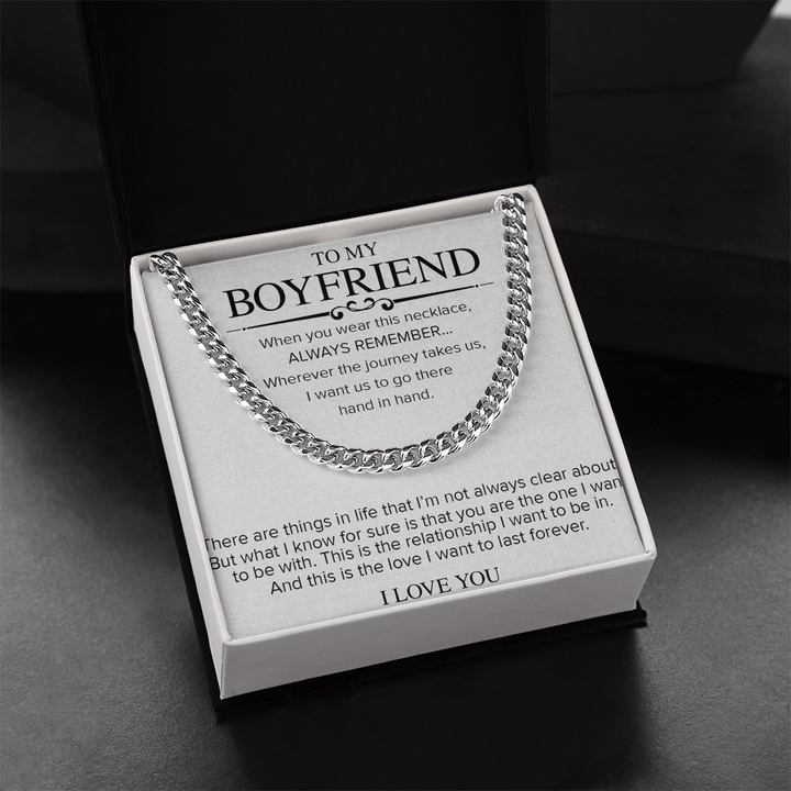 To My Boyfriend Necklace - Cuban Link Chain - "The Love I Want to Last Forever" - The Love Sparkle