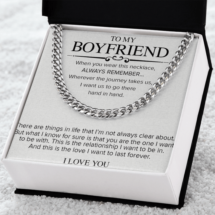 To My Boyfriend Necklace - Cuban Link Chain - "The Love I Want to Last Forever" - The Love Sparkle