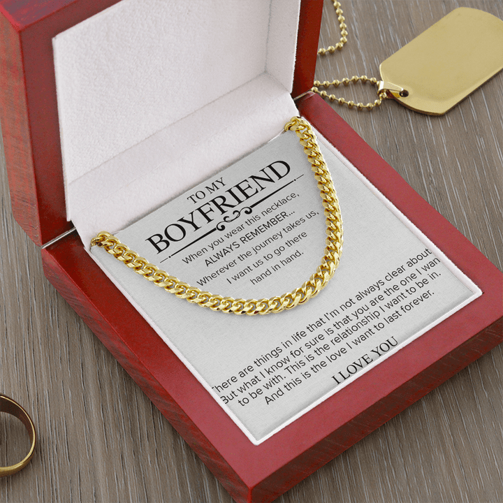 To My Boyfriend Necklace - Cuban Link Chain - "The Love I Want to Last Forever" - The Love Sparkle