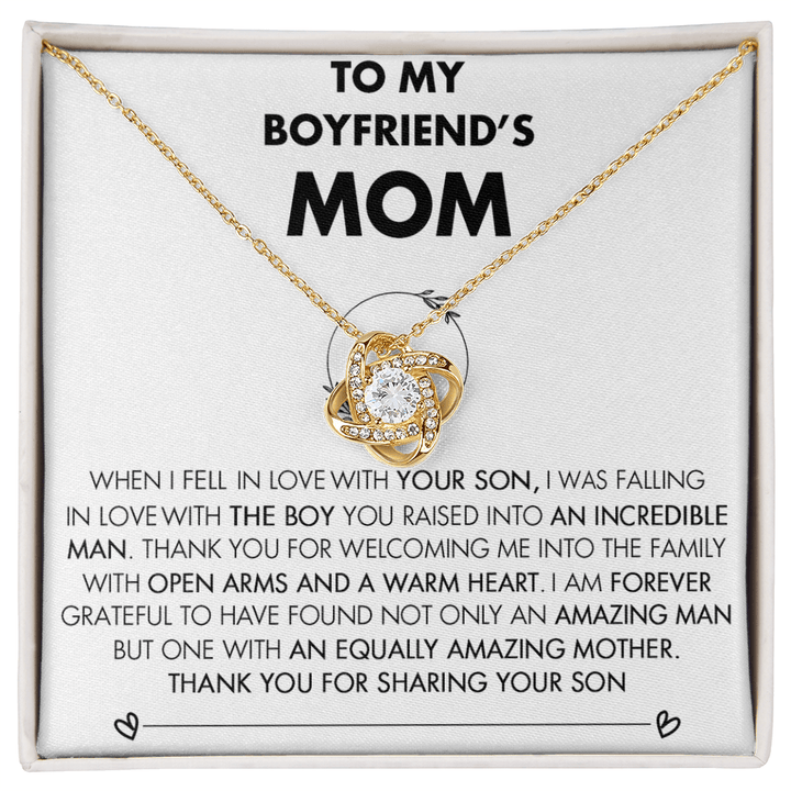 To My Boyfriend's Mom - Love Knot Necklace - Future Mother - in - Law Thank You Gift - The Love Sparkle