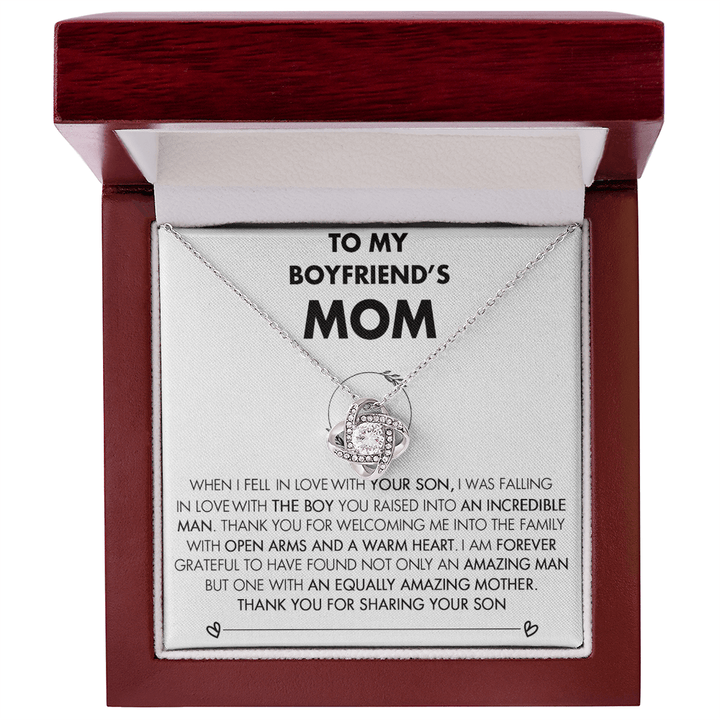 To My Boyfriend's Mom - Love Knot Necklace - Future Mother - in - Law Thank You Gift - The Love Sparkle