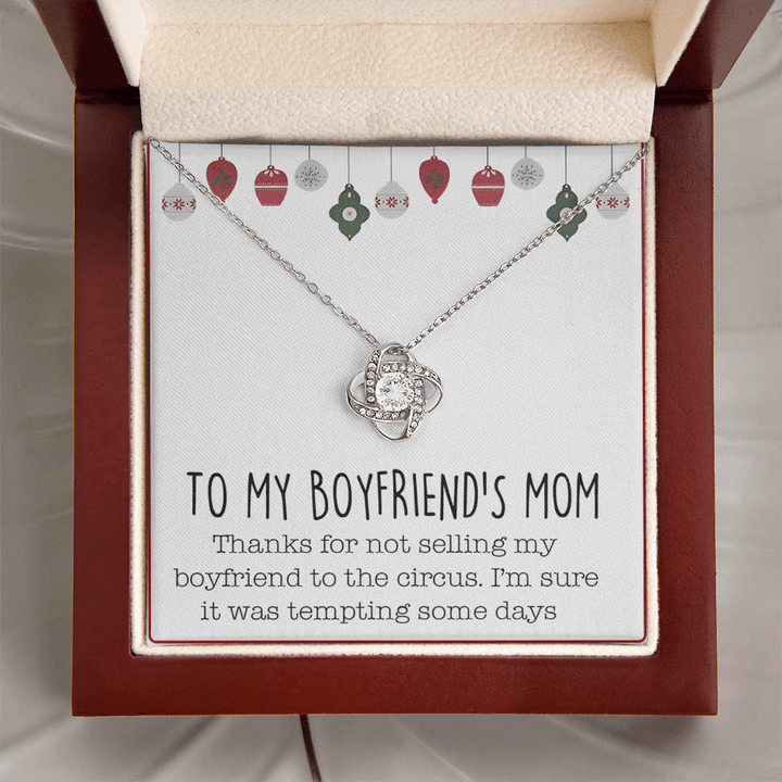 To My Boyfriend's Mom - Love Knot Necklace with Message Card - The Love Sparkle