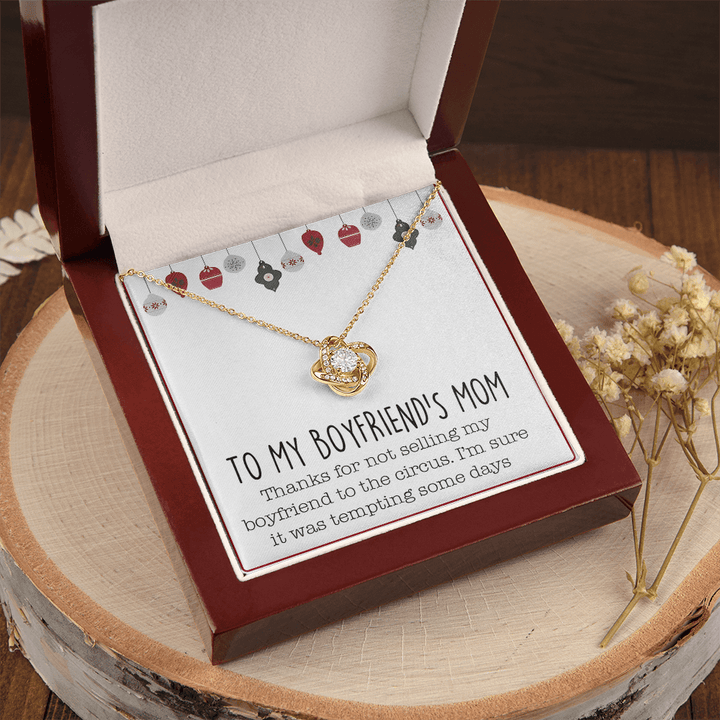 To My Boyfriend's Mom - Love Knot Necklace with Message Card - The Love Sparkle