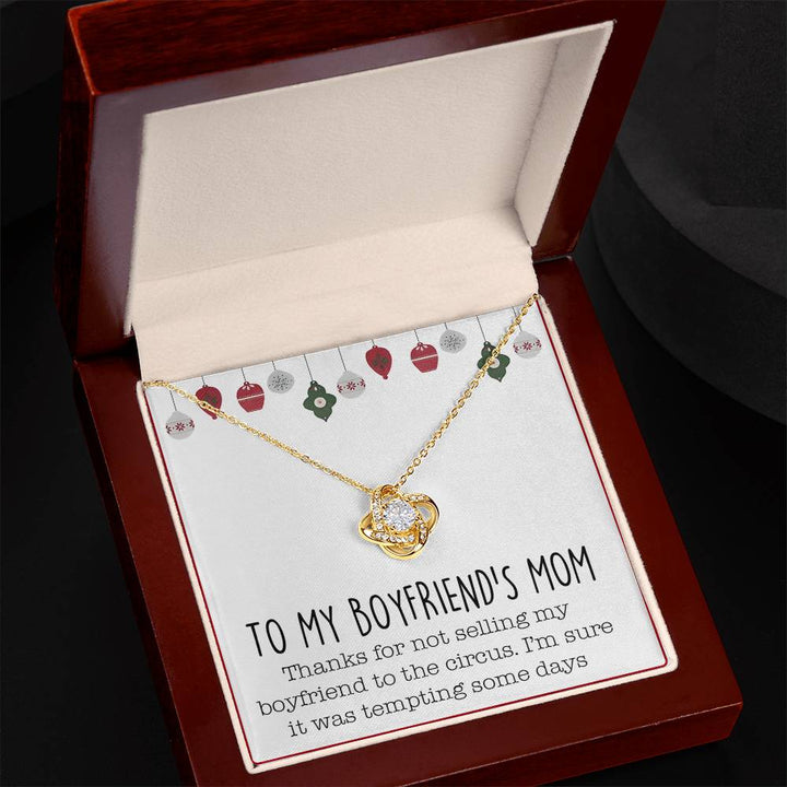 To My Boyfriend's Mom - Love Knot Necklace with Message Card - The Love Sparkle