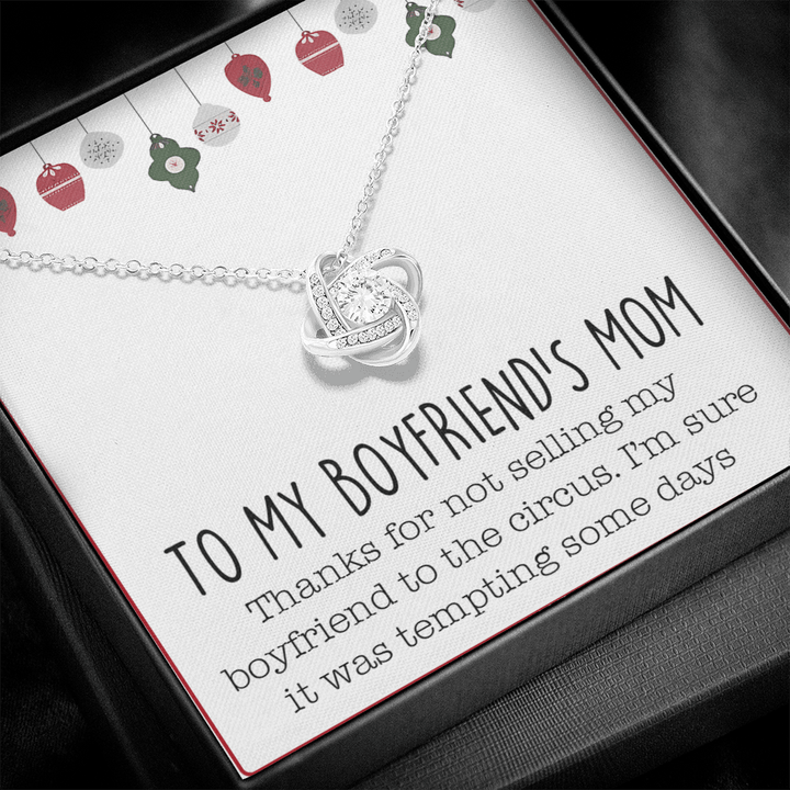 To My Boyfriend's Mom - Love Knot Necklace with Message Card - The Love Sparkle