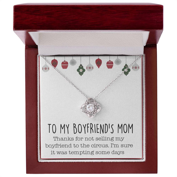 To My Boyfriend's Mom - Love Knot Necklace with Message Card - The Love Sparkle