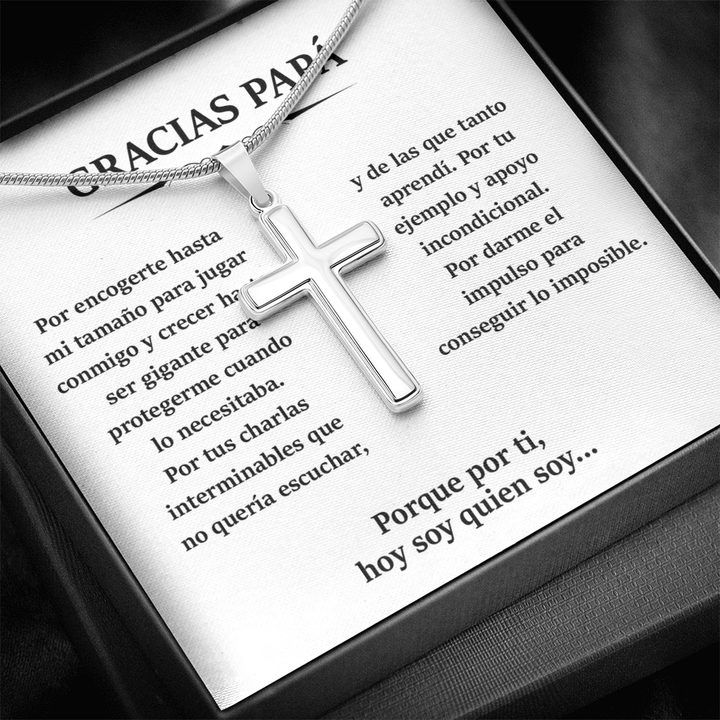 To My Dad - Artisan Cross Necklace with Snake Chain - Thank You, Dad - The Love Sparkle