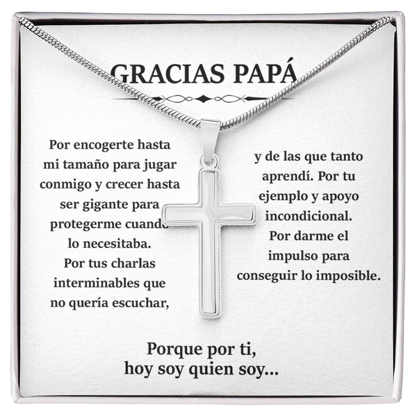 To My Dad - Artisan Cross Necklace with Snake Chain - Thank You, Dad - The Love Sparkle