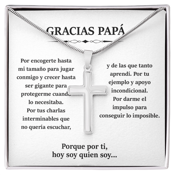 To My Dad - Artisan Cross Necklace with Snake Chain - Thank You, Dad - The Love Sparkle