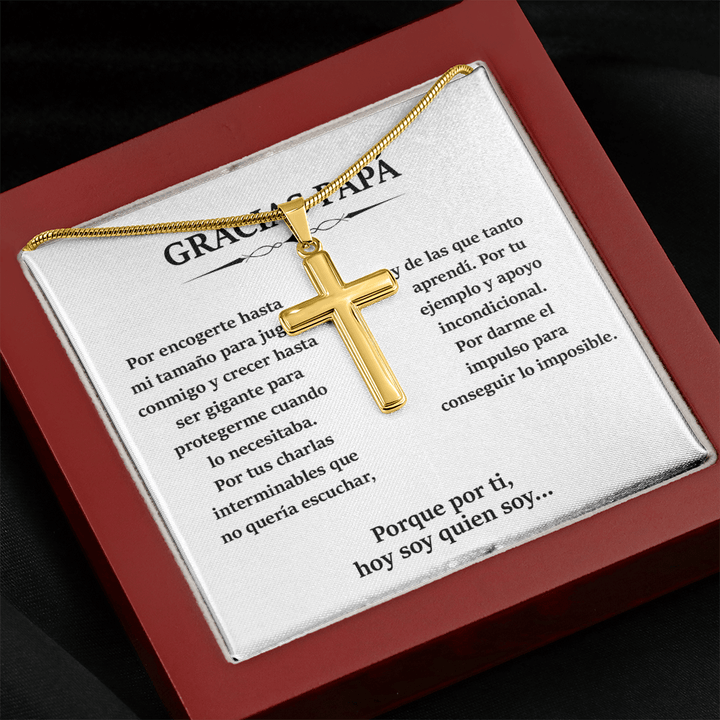 To My Dad - Artisan Cross Necklace with Snake Chain - Thank You, Dad - The Love Sparkle