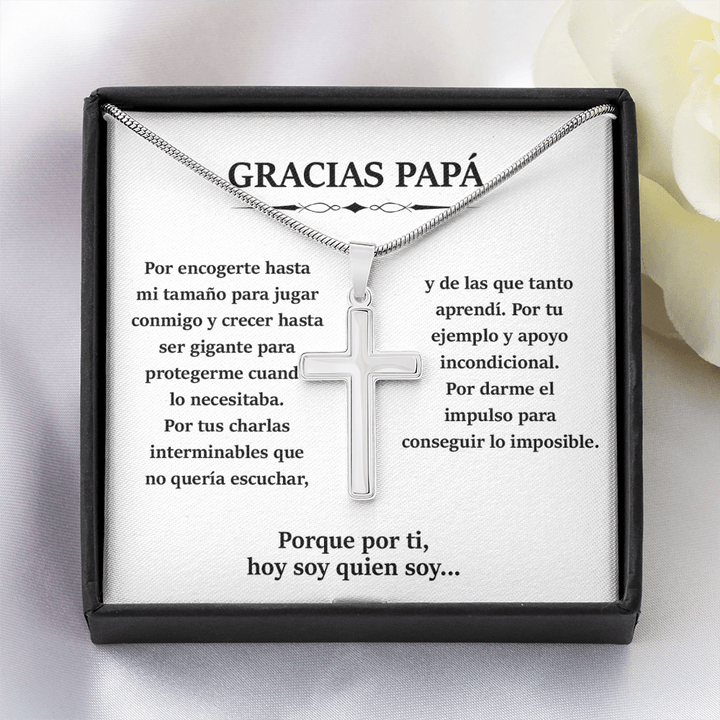 To My Dad - Artisan Cross Necklace with Snake Chain - Thank You, Dad - The Love Sparkle
