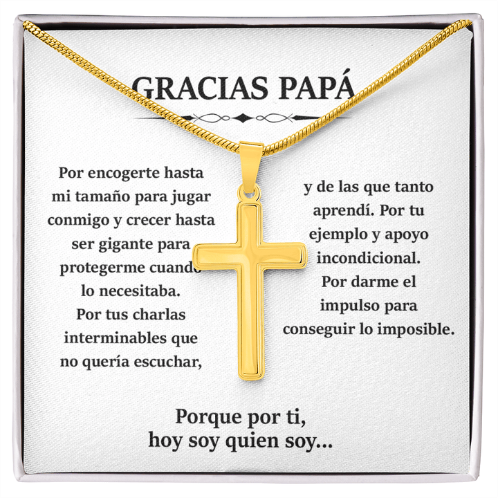To My Dad - Artisan Cross Necklace with Snake Chain - Thank You, Dad - The Love Sparkle