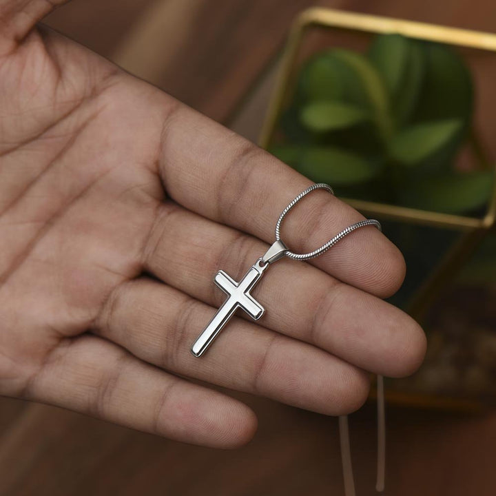 To My Dad - Artisan Cross Necklace with Snake Chain - Thank You, Dad - The Love Sparkle